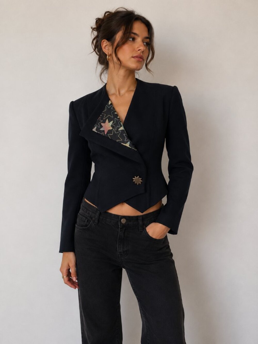 Vintage Wayne Clark 80s Retro Star Wool Jacket Size S/M